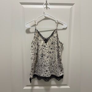 a new day Black and Cream Spotted Lace Camisole Adjustable Strap Top Size S